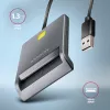 Axagon CRE-SM3T USB-A Smart / ID kortelių plokščiasis skaitytuvas, USB 2.0, 1,3 m, juodas, 56 g