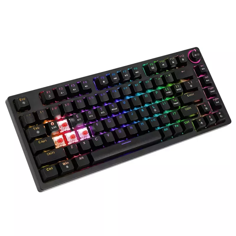 Žaidimų klaviatūra Savio SAVGK-PHENIX YELLOW USB RF Wireless Bluetooth Mechaninė 82 klavišų RGB