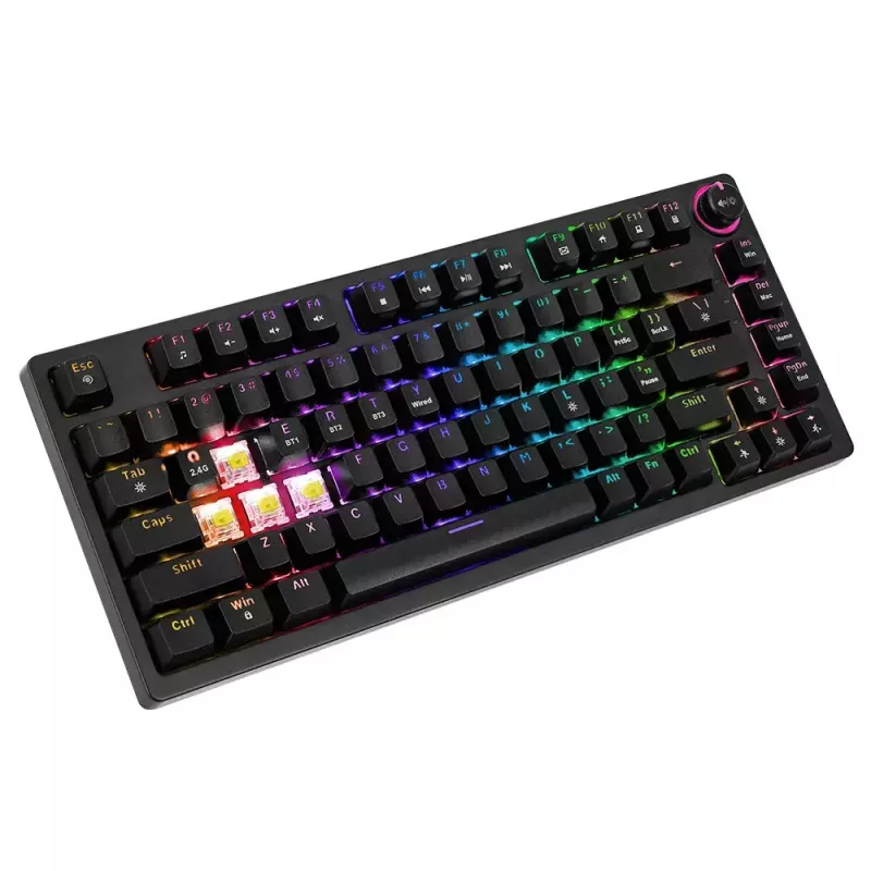 Žaidimų klaviatūra Savio SAVGK-PHENIX YELLOW USB RF Wireless Bluetooth Mechaninė 82 klavišų RGB