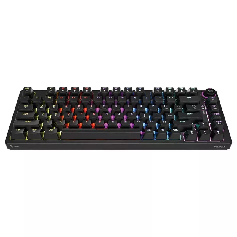 Žaidimų klaviatūra Savio SAVGK-PHENIX YELLOW USB RF Wireless Bluetooth Mechaninė 82 klavišų RGB