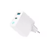 GEMBIRD 2 prievadų 30W GaN USB greitasis įkroviklis LED baltas — 1x USB-C PD 30W, 1x USB-A, 100–240V, 92 g