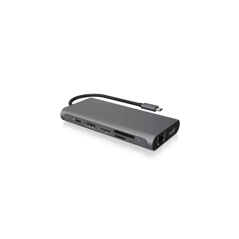 ICY BOX IB-DK4050-CPD vielinė USB 3.2 Gen 1 (3.1 Gen 1) Type-C dokavimo stotelė, antracitinė