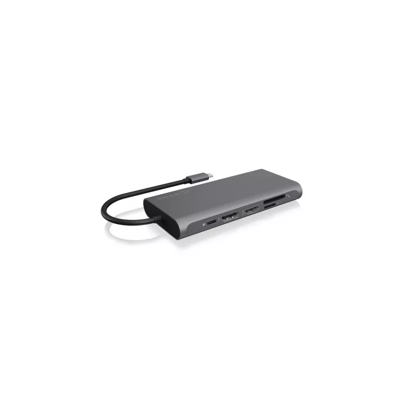 ICY BOX IB-DK4050-CPD vielinė USB 3.2 Gen 1 (3.1 Gen 1) Type-C dokavimo stotelė, antracitinė