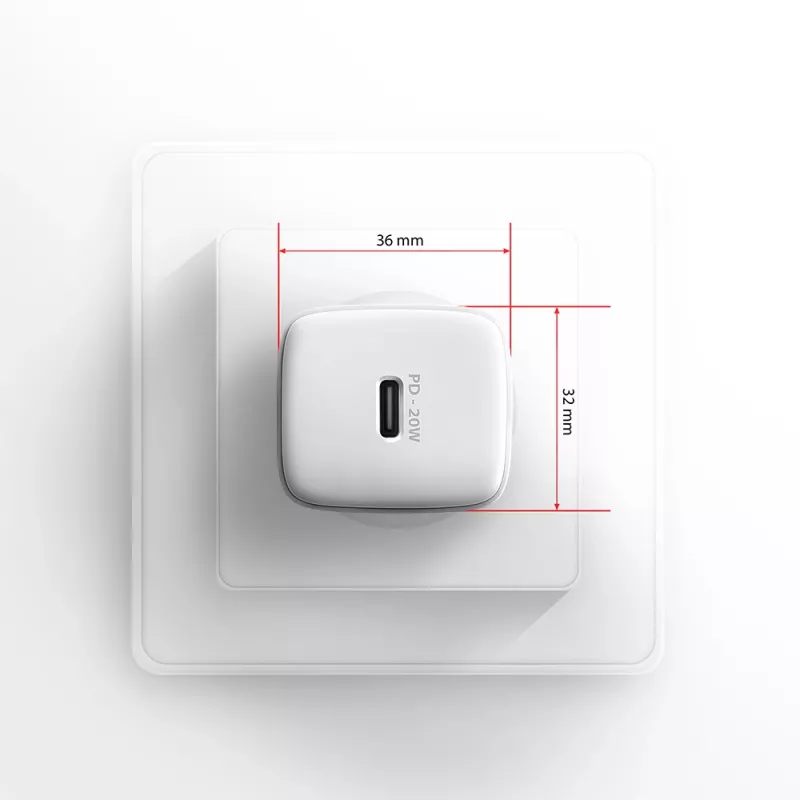 Sieninis įkroviklis Axagon ACU-PD20W 1x QC3.0/AFC/FCP/PD Type-C 20W baltas