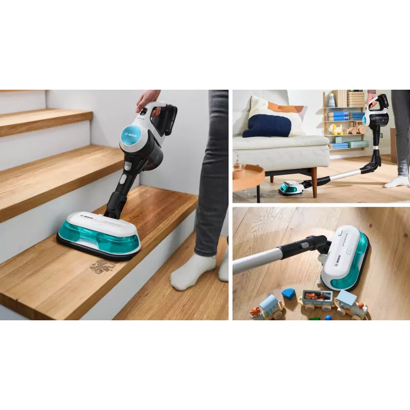 Bosch BCS71HYG1 belaidis šluotinis dulkių siurblys, šlapiam ir sausam valymui, HEPA, be maišelio, 0,3 l, 23,5 W, juoda/balta, 3 Ah