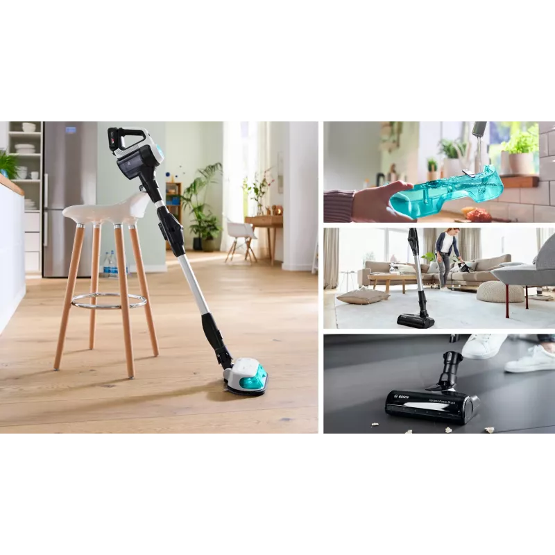 Bosch BCS71HYG1 belaidis šluotinis dulkių siurblys, šlapiam ir sausam valymui, HEPA, be maišelio, 0,3 l, 23,5 W, juoda/balta, 3 Ah
