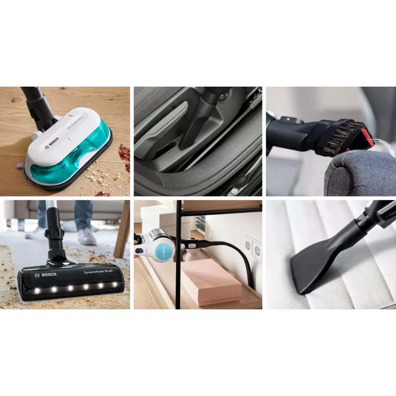 Bosch BCS71HYG1 belaidis šluotinis dulkių siurblys, šlapiam ir sausam valymui, HEPA, be maišelio, 0,3 l, 23,5 W, juoda/balta, 3 Ah