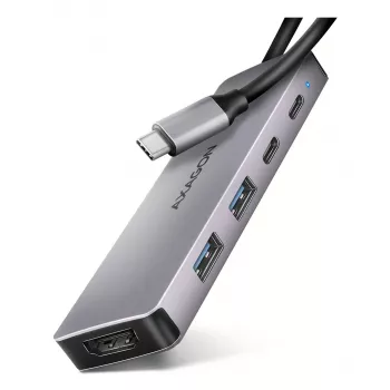 USB-C 5Gbps 5-u jungčių centras Axagon HMC-5H60: 2x USB-A, 1x USB-C, HDMI 4K/60Hz, PD 100W, USB-C laidas