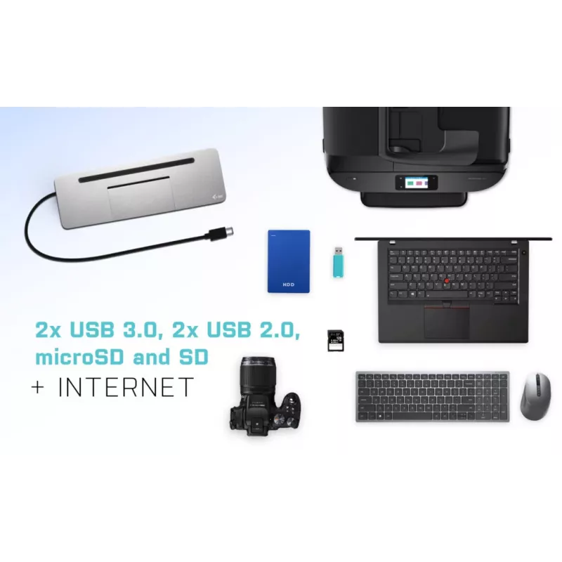 i-tec Metal SB-C Ergonomic 4K 3x Display Dock su 85 W PD ir universalus 100 W įkroviklis