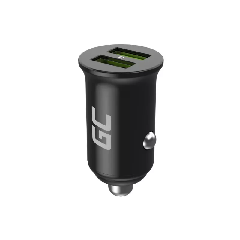 Automobilinis ir vidaus įkroviklis Green Cell CADM-GC-36AA 36W 2x USB-A juodas, skirtas 3,6–12 V maitinimo šaltiniui