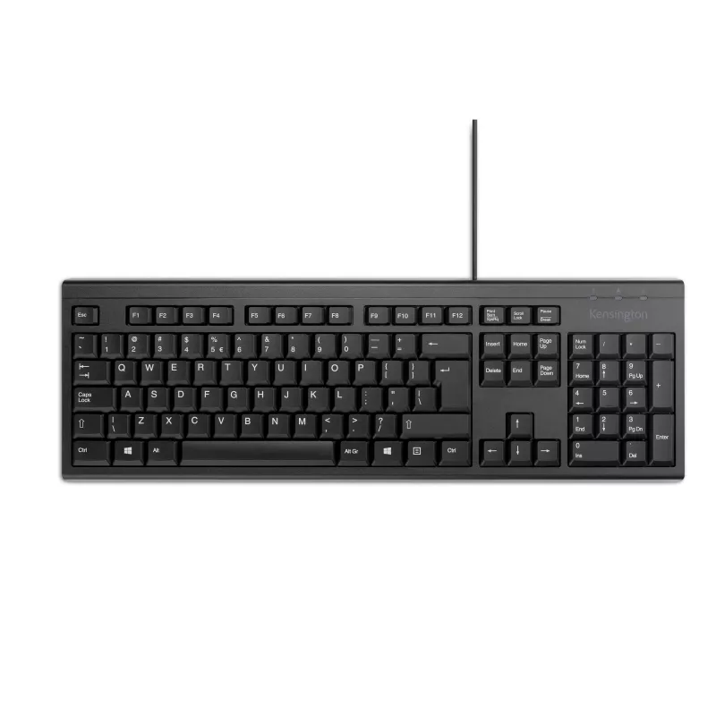 Kensington K63727WW pilno dydžio laidinė klaviatūra, USB, membraninė, QWERTY, juoda