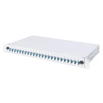 DIGITUS DN-96332/9 šviesolaidinė sujungimo dėžė, 1U, su 24x LC duplex adapteriais, M25 varžtu, sujungimo kasetė, vienmodė OS2, spalvotos pigtailės