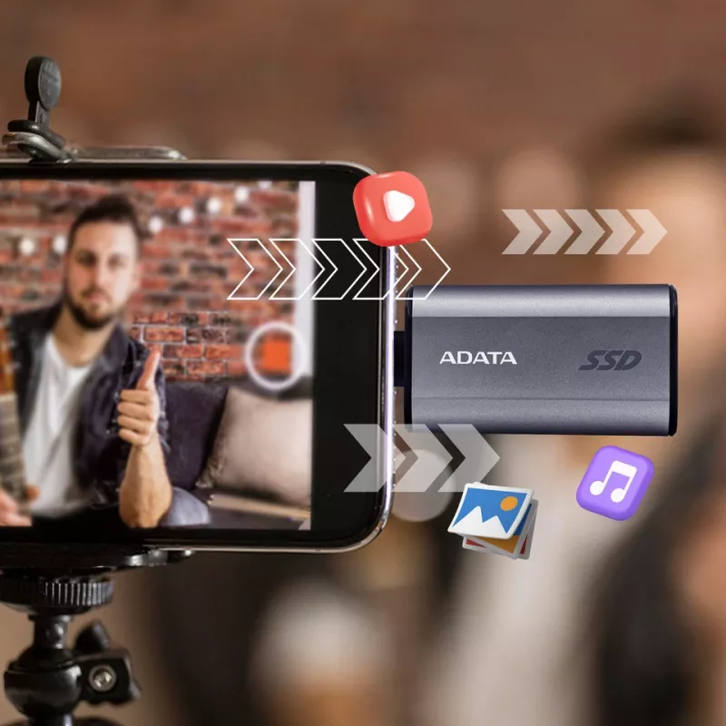 ADATA SC750 2 TB USB Type-C 3.2 Gen 2 pilka