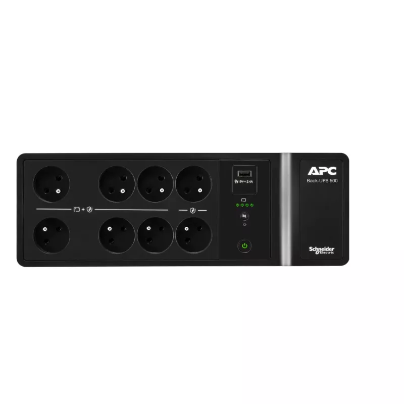 APC Back-UPS 500VA/300W, 230V, 8x prancūziški/belgiški lizdai, USB-A, keičiama baterija