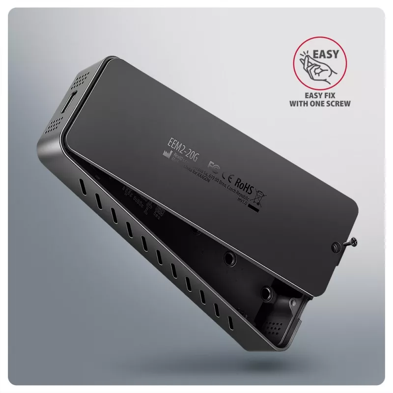 AXAGON EEM2-20G ARMORED dėžutė M.2 NVMe SSD, USB-C 20 Gbps, juoda