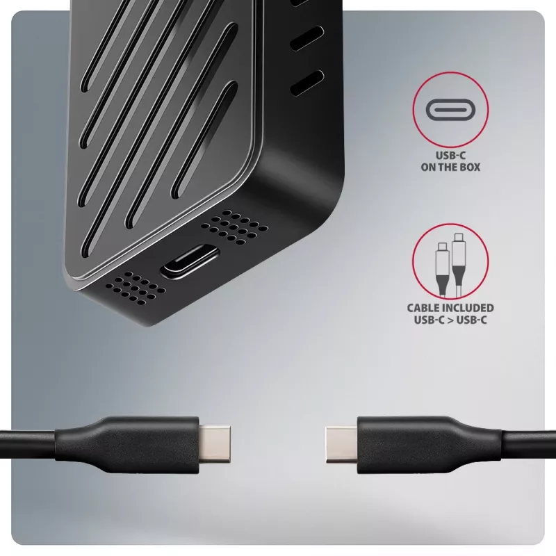 AXAGON EEM2-20G ARMORED dėžutė M.2 NVMe SSD, USB-C 20 Gbps, juoda