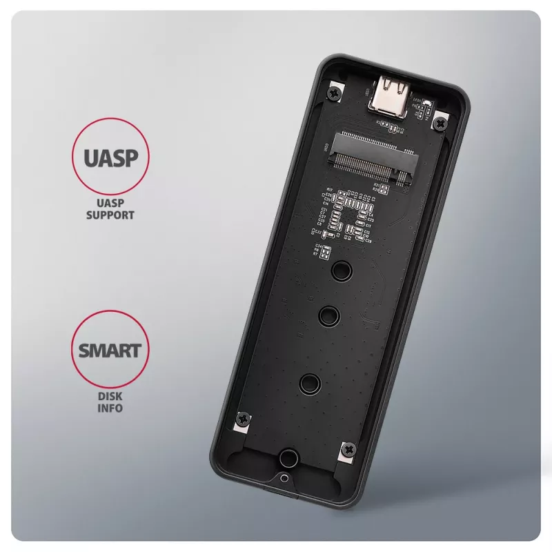 AXAGON EEM2-20G ARMORED dėžutė M.2 NVMe SSD, USB-C 20 Gbps, juoda