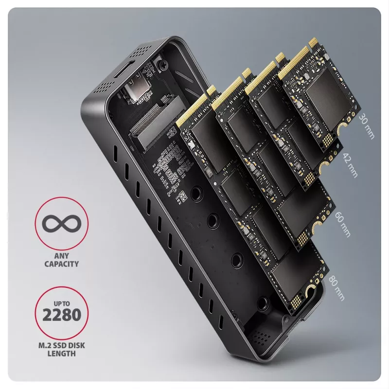 AXAGON EEM2-20G ARMORED dėžutė M.2 NVMe SSD, USB-C 20 Gbps, juoda