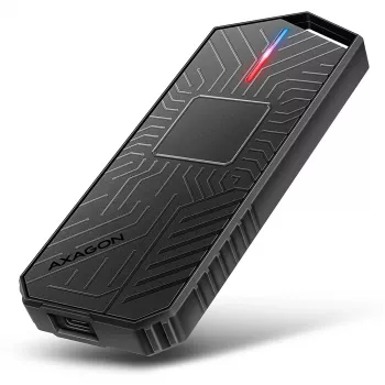 Axagon EEM2-GAM išorinis USB-C 10Gbps metalinis dėklas M.2 NVMe ir SATA SSD diskams, be varžtų