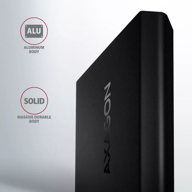 Išorinis USB-C 10Gbps metalinis dėklas Axagon EEM2-UB2 M.2 NVMe SSD diskams, juodas