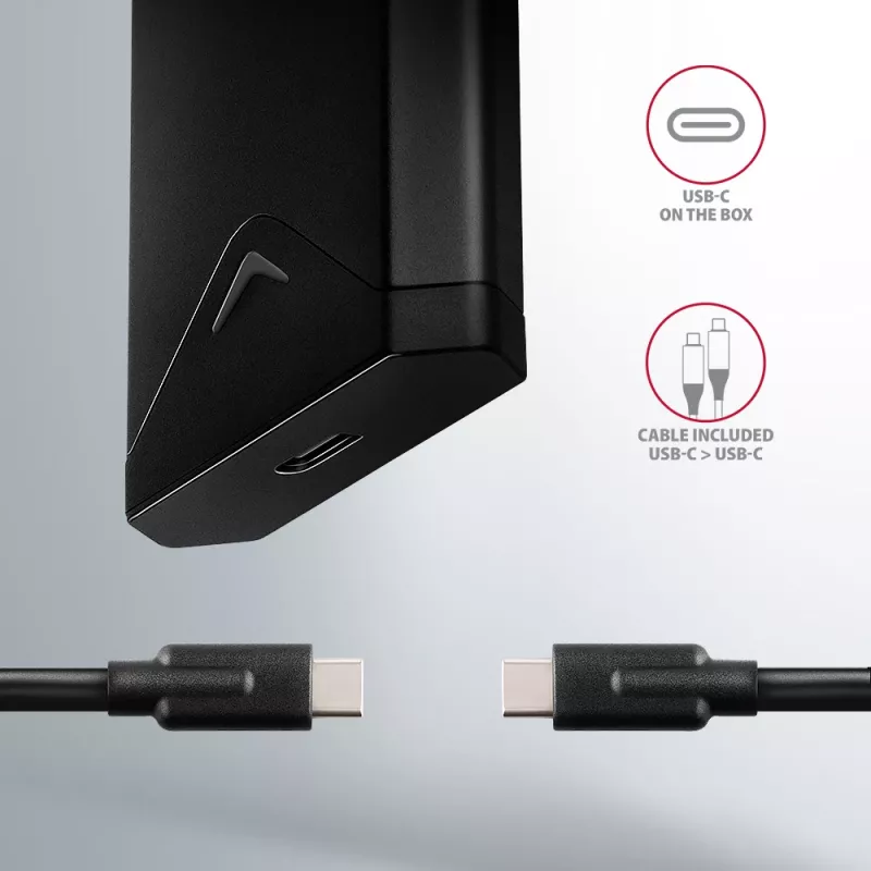 Išorinis USB-C 10Gbps metalinis dėklas Axagon EEM2-UB2 M.2 NVMe SSD diskams, juodas