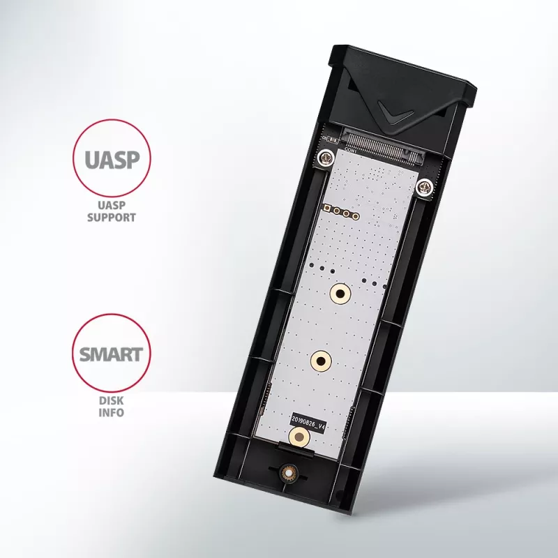 Išorinis USB-C 10Gbps metalinis dėklas Axagon EEM2-UB2 M.2 NVMe SSD diskams, juodas