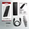 Išorinis USB-C 10Gbps metalinis dėklas Axagon EEM2-UB2 M.2 NVMe SSD diskams, juodas
