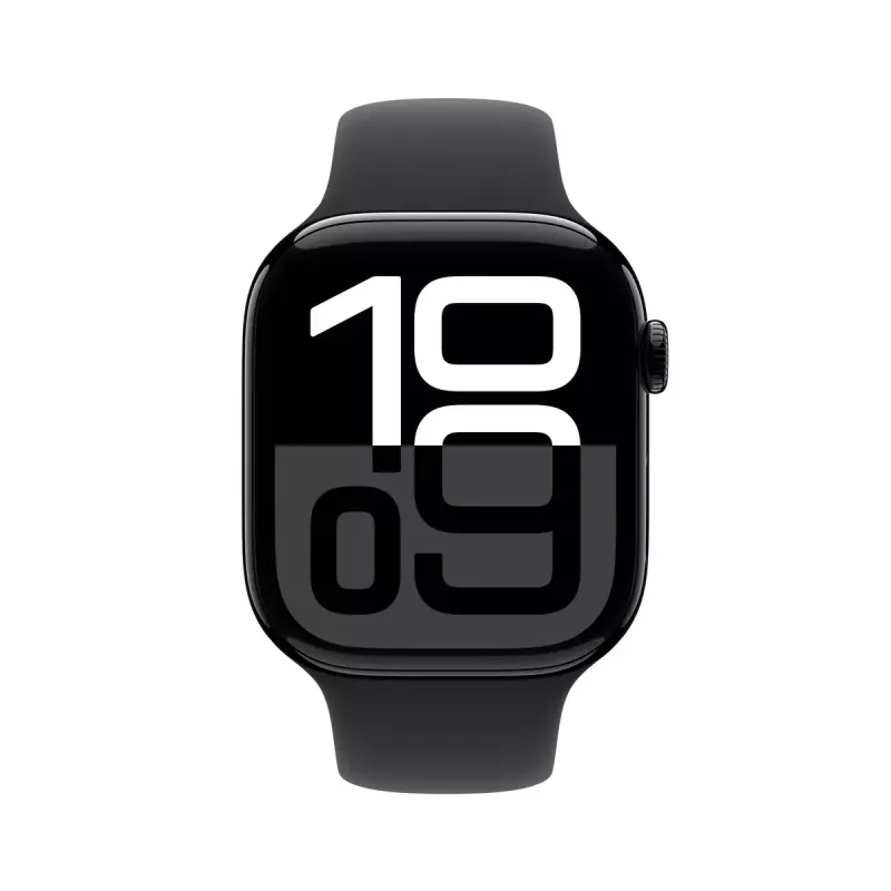 Išmanusis laikrodis Apple Watch Series 10 GPS 46mm Jet Black aliuminio korpusas su juodu sportiniu dirželiu S/M