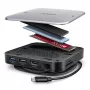 AXAGON HMC-UFO USB-C 9in1 stotelė su M.2 SATA/NVMe lizdu, 1 Gbit/s Ethernet, 384 kHz garsu, USB 3.2 Gen 2 Type-C, juoda