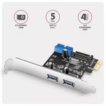 Axagon PCEU-232RS PCIe valdiklis 2x išor. + 2x vid. USB 5Gbps