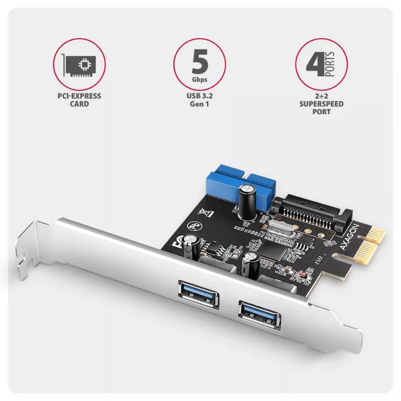 Axagon PCEU-232RS PCIe valdiklis 2x išor. + 2x vid. USB 5Gbps