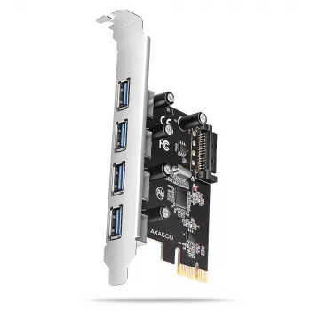 Axagon PCEU-430RS PCIe valdiklis 4x išor. USB-A 5Gbps prievadas, PCIe, USB 3.2 Gen 1, Moteriškas, Pilno aukščio, PCIe 2.0, SATA 15-pin