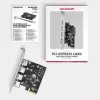 Axagon PCEU-430RS PCIe valdiklis 4x išor. USB-A 5Gbps prievadas, PCIe, USB 3.2 Gen 1, Moteriškas, Pilno aukščio, PCIe 2.0, SATA 15-pin