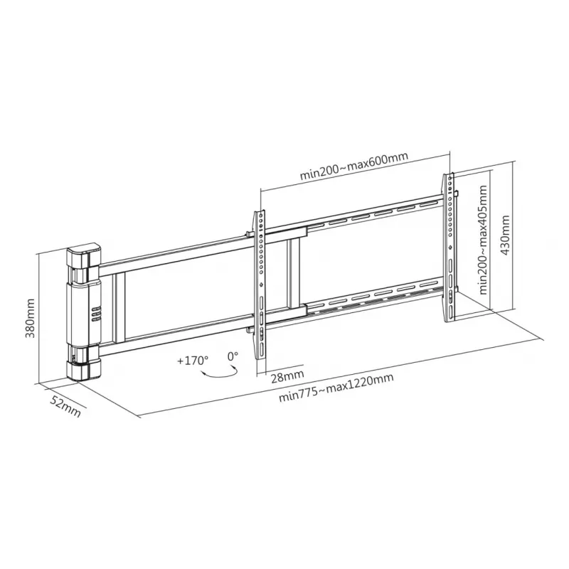 Elektrinis TV sieninis laikiklis TECHLY 368697, 32–75 col., 50 kg