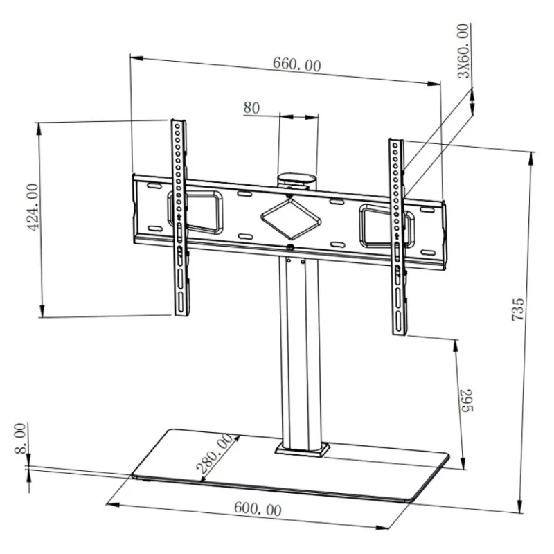 Techly ICA-LCD S07L TV stovas 165,1 cm (65 inch) juodas