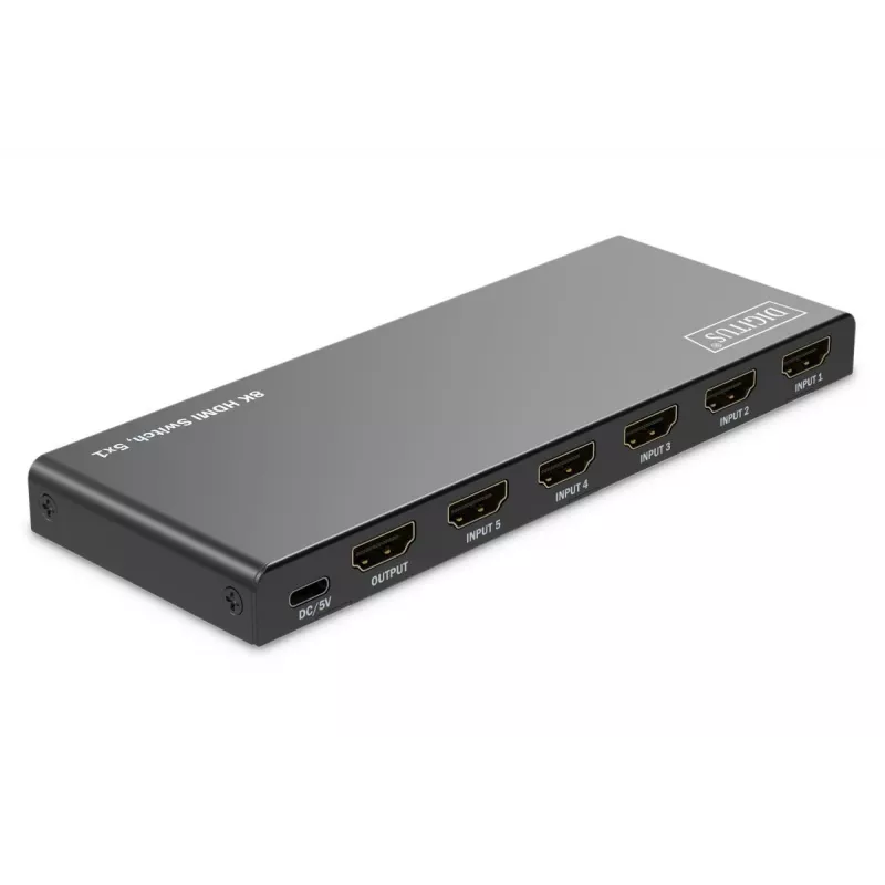 DIGITUS 5x1 HDMI jungiklis, 8K/60Hz (4:4:4), HDR, HDCP 2.3