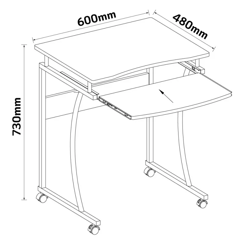 Techly ICA-TB 131B kompiuterinis stalas juodas