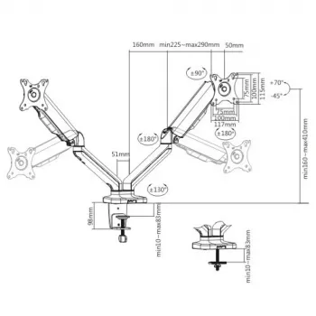 Techly ICA-LCD 462B monitorio laikiklis / stovas 81,3 cm (32 col.) stalas Juoda