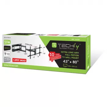 TV laikiklis Techly ICA-PLB 490, ištraukiamas, iki 80 colių, juodas