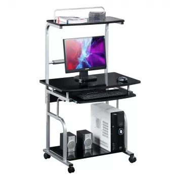 Techly ICA-TB 7800BK Kompaktiškas daugiafunkcis kompiuterinis stalas, blizganti juoda