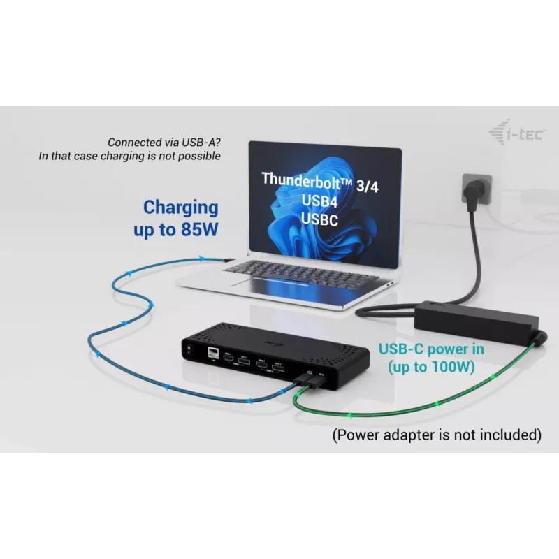 i-tec Universal Dual 4K Display Docking Station su Power Delivery 85W