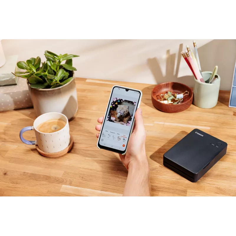 Canon SELPHY QX20 BK nešiojamasis nuotraukų spausdintuvas (dažų sublimacija, 287 x 287 DPI, 7,2x8,5 cm, Wi-Fi)