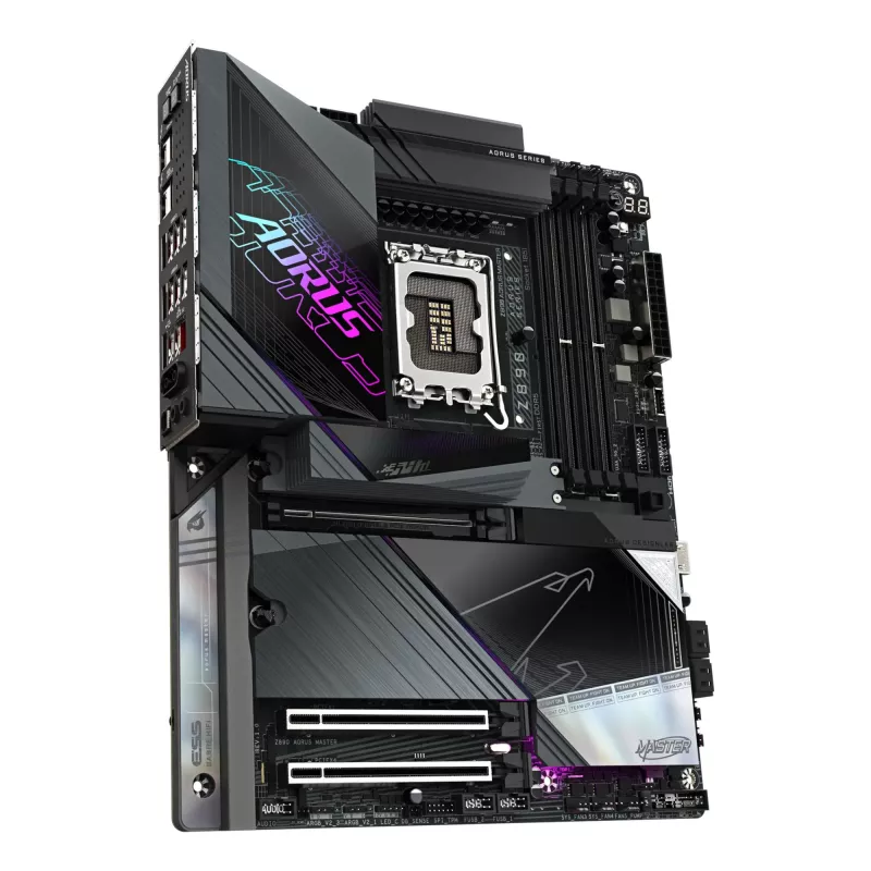 GIGABYTE Z890 AORUS MASTER pagrindinė plokštė – palaiko Intel Core Ultra (2 serija), 18+1+2 fazių VRM, iki 9500MHz DDR5 (OC), 2xPCIe 5.0 + 3xPCIe 4.0, Wi-Fi 7, 10GbE LAN, Thunderbolt 4