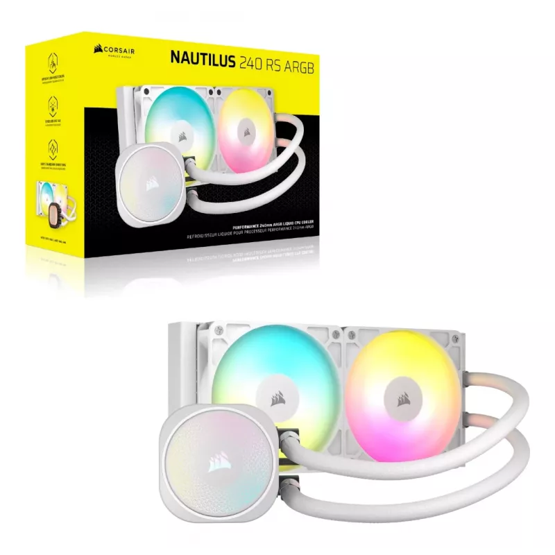 CORSAIR Nautilus 240 RS ARGB skysčio aušintuvas procesoriui, viskas viename, baltas