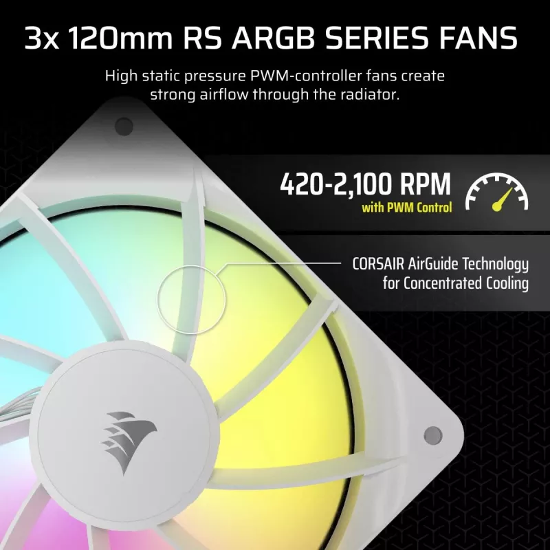 CORSAIR Nautilus 240 RS ARGB skysčio aušintuvas procesoriui, viskas viename, baltas