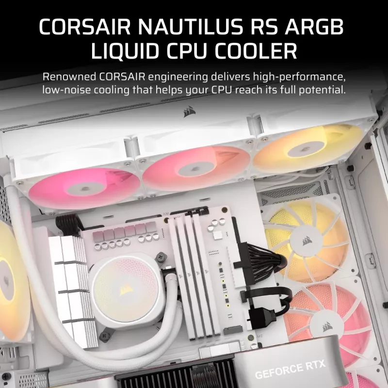 CORSAIR Nautilus 240 RS ARGB skysčio aušintuvas procesoriui, viskas viename, baltas