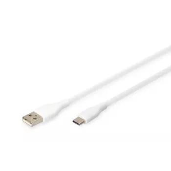 DIGITUS USB-C silikoninis įkrovimo laidas USB-A – USB-C USB 2.0 60W – 50cm Baltas