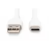 DIGITUS USB-C silikoninis įkrovimo laidas USB-A – USB-C USB 2.0 60W – 50cm Baltas