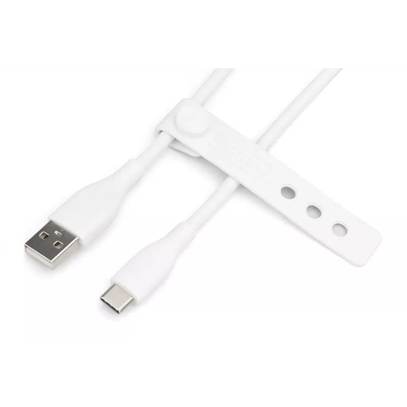 DIGITUS USB-C silikoninis įkrovimo laidas USB-A – USB-C USB 2.0 60W – 50cm Baltas