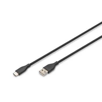DIGITUS USB-C silikoninis įkrovimo laidas USB-A - USB-C USB 2.0 60W - 1m juodas